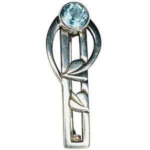 Sterling Silver Topaz Art Nouveau Style Brooch